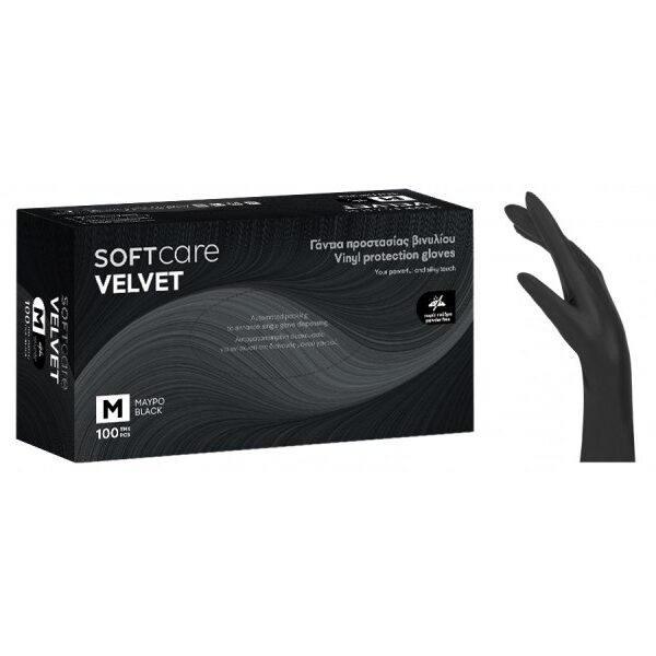 Γάντια βινυλίου χωρίς πούδρα Soft Touch μαύρα (Vinyl Gloves) – 100 τεμ.