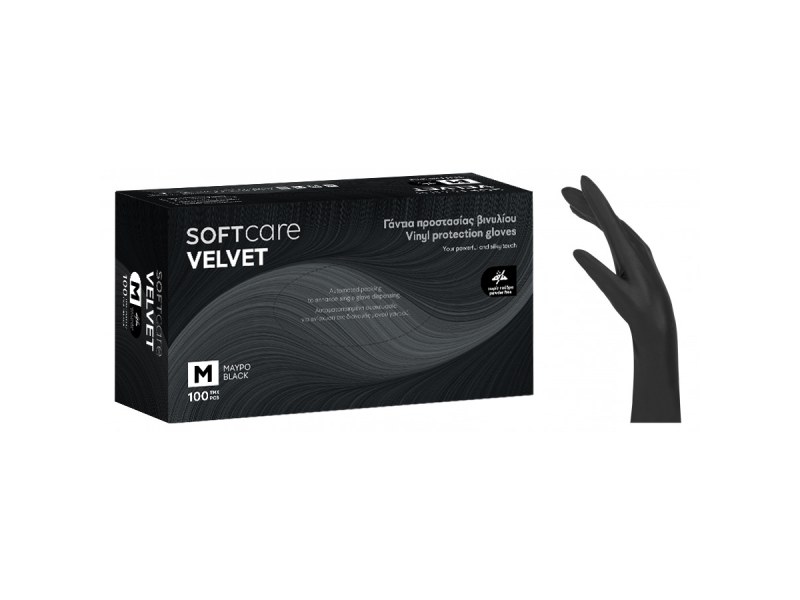 Γάντια βινυλίου χωρίς πούδρα Soft Touch μαύρα (Vinyl Gloves) – 100 τεμ.