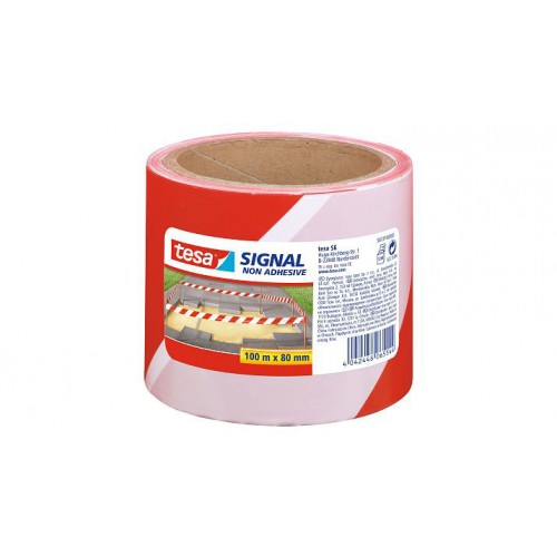 Ταινία σήμανσης εργοταξίου tesa® 58137 κόκκινη/λευκή 100 m × 80 mm (Barrier Tape)