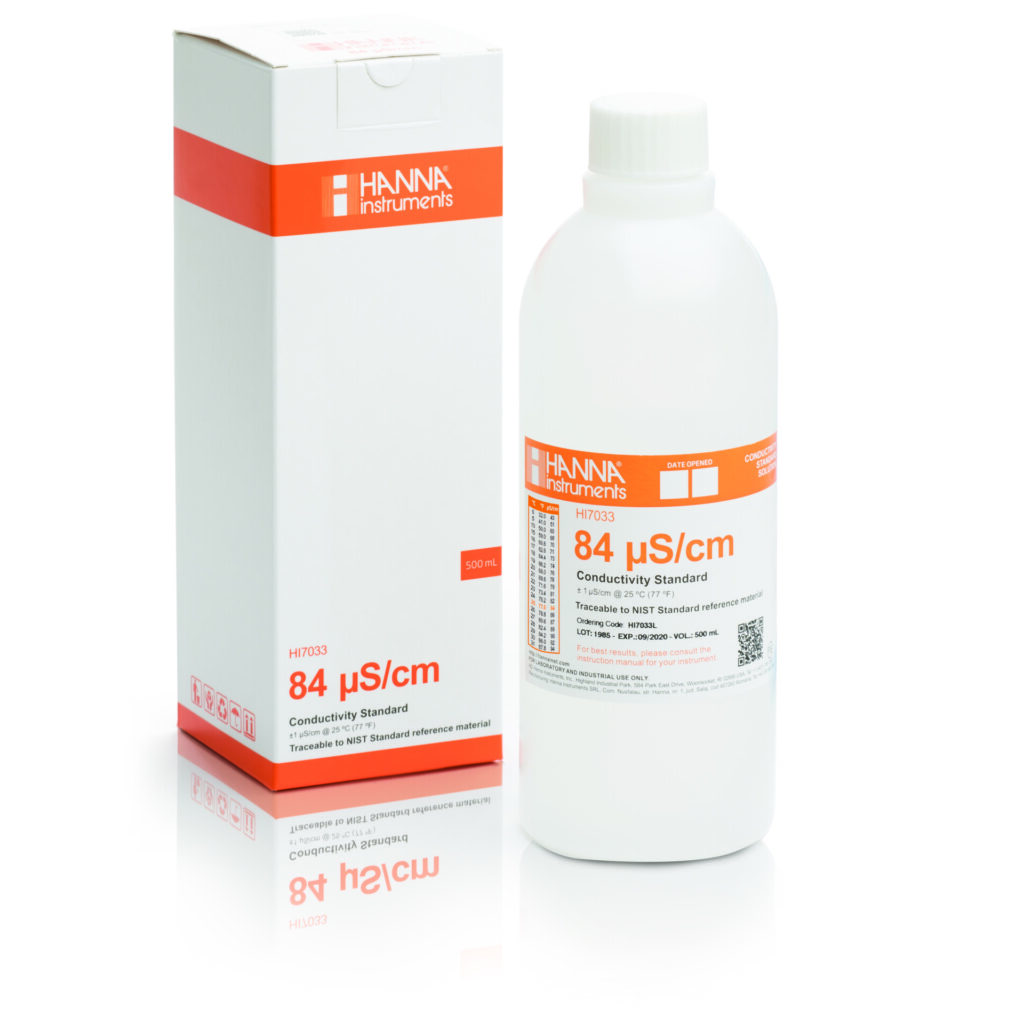 Hanna HI7033L – Πρότυπο διάλυμα αγωγιμότητας 84 µS/cm, 500 mL (84 µS/cm Conductivity Standard)
