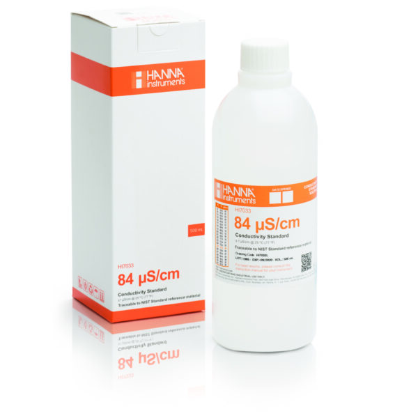 Hanna HI7033L – Πρότυπο διάλυμα αγωγιμότητας 84 µS/cm, 500 mL (84 µS/cm Conductivity Standard)